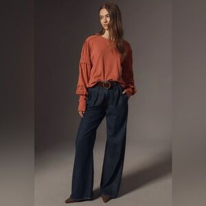 Pilcro Crew-Neck Ruched & Smocked-Sleeve Top